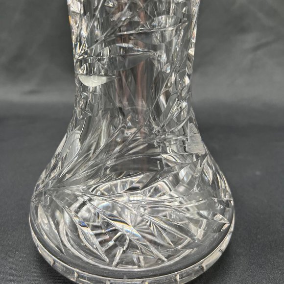 Beautiful Cut Crystal Sawtooth Vase, With Flowers, 10”h - Picture 4 of 6